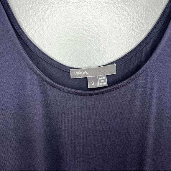 Vince Sleeveless Tank Dress Scoop Neck Navy Midi Jersey Knit Viscose Size Small - Picture 3 of 9